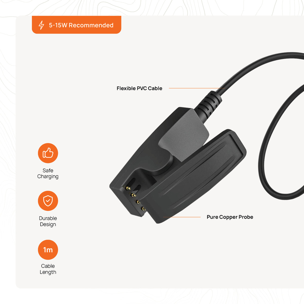 FORZA USB Clip Charging Cable for Garmin Approach / Forerunner 35 & More