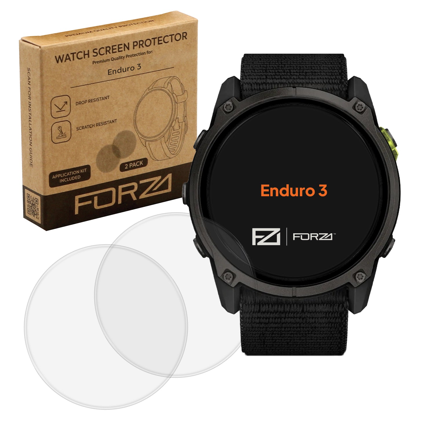 FORZA Tempered Glass Screen Protector for Garmin Enduro 3 (2 Pack)