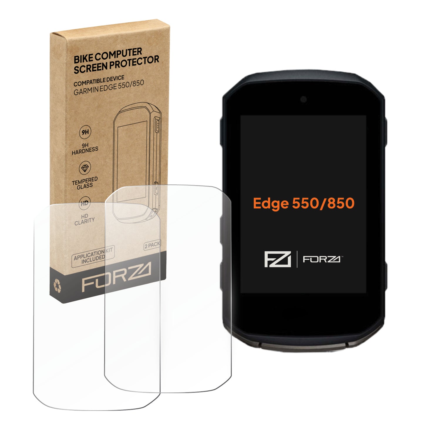 FORZA Tempered Glass Screen Protector for Garmin Edge 550 / 850 (2 Pack)