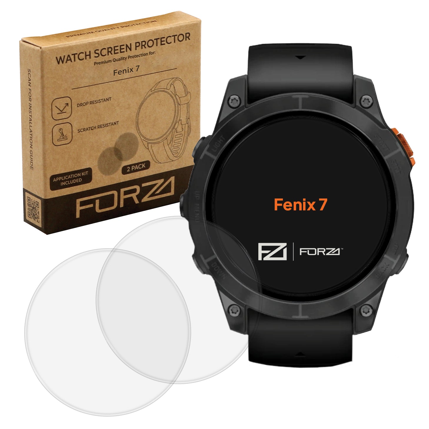 FORZA Tempered Glass Screen Protector for Garmin Fenix 7 (2 Pack)