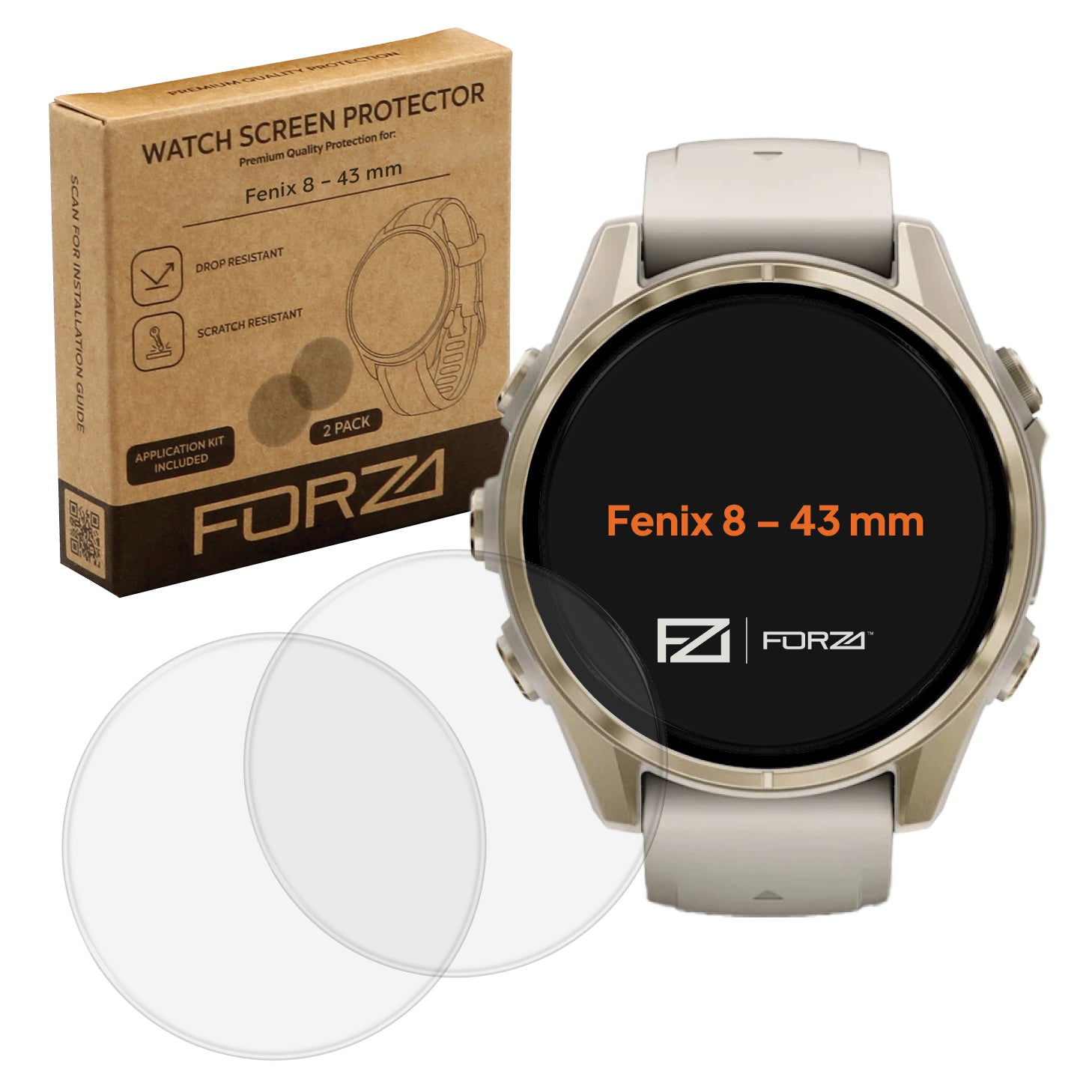 FORZA Tempered Glass Screen Protector for Garmin Fenix 8 – 43 mm (2 Pack)