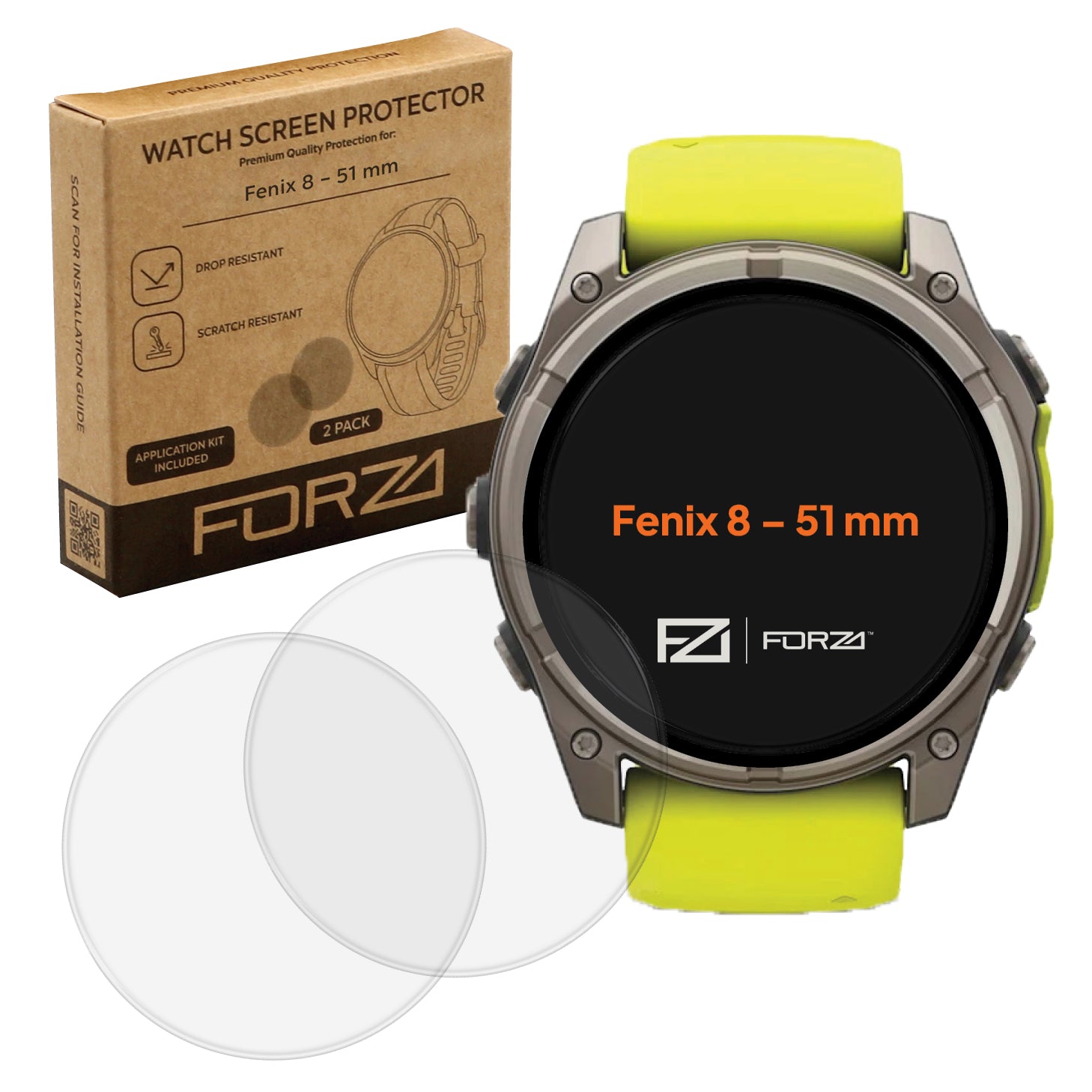 FORZA Tempered Glass Screen Protector for Garmin Fenix 8 – 51 mm (2 Pack)