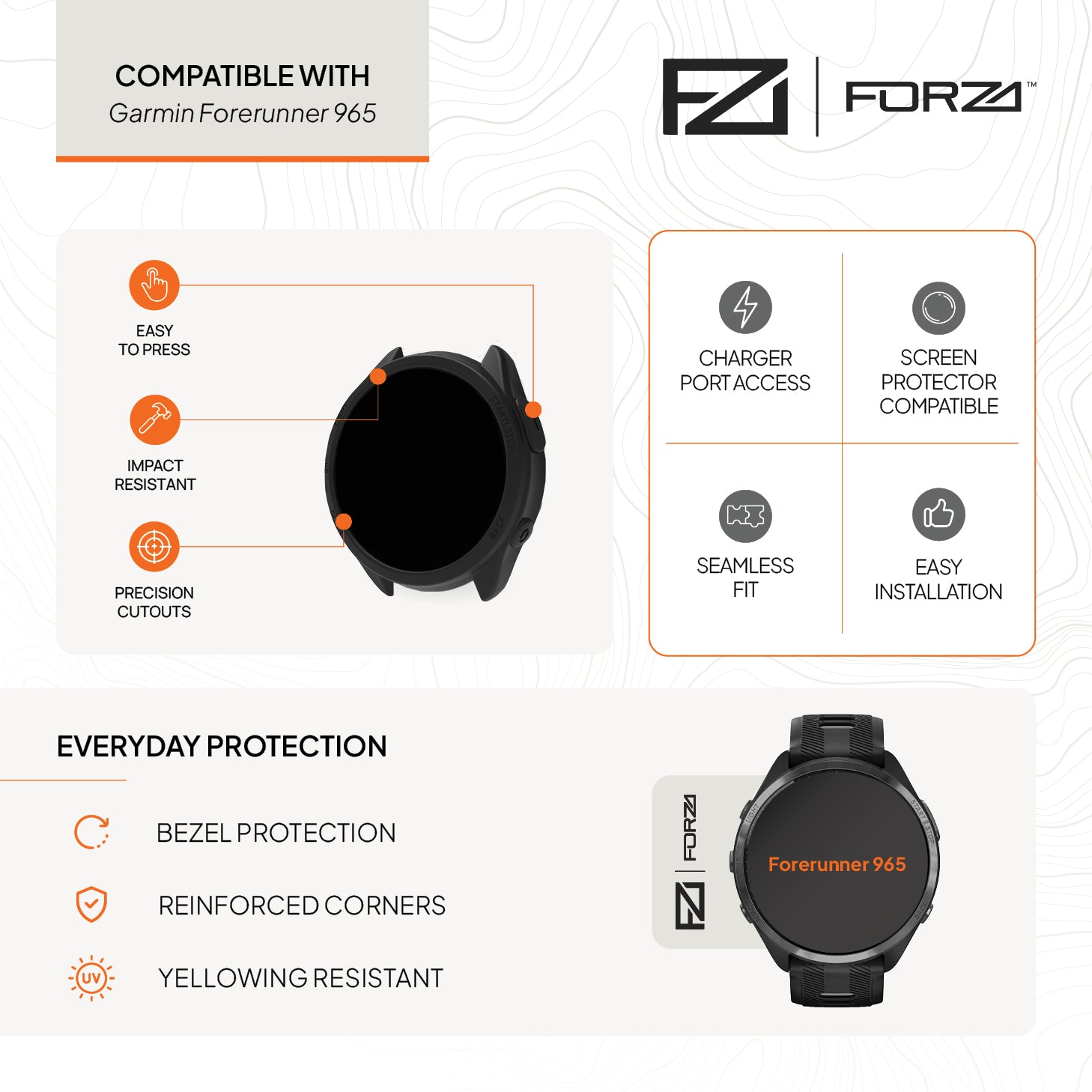 FORZA Bumper Watch Case for Garmin Forerunner 965