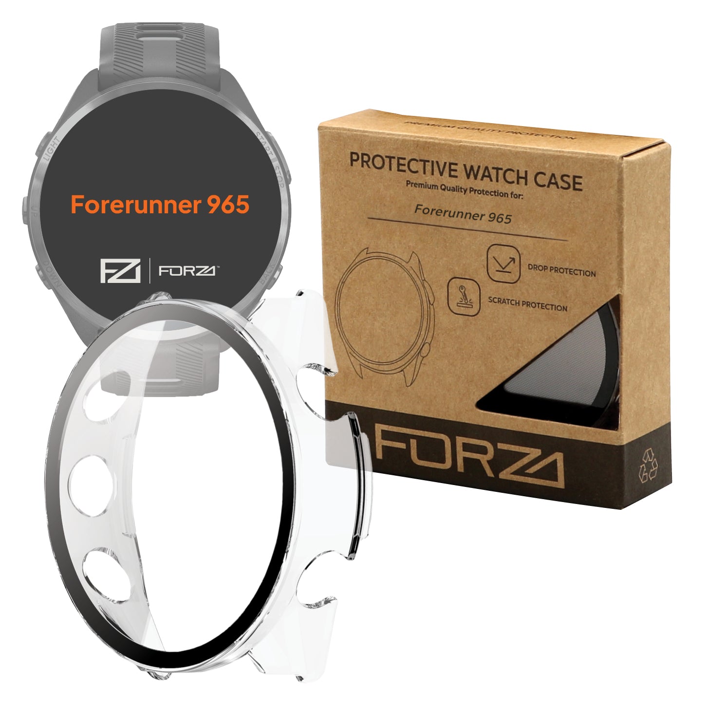 FORZA Tempered Film Watch Case for Garmin Forerunner 965