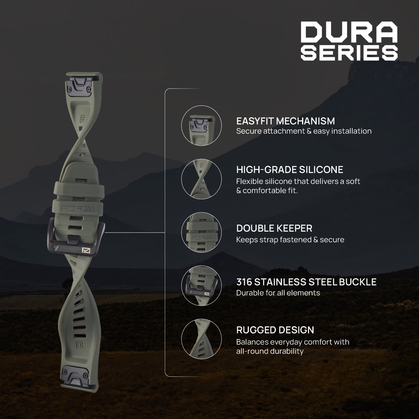 FORZA Elite 22mm EasyFit Watch Strap for Garmin