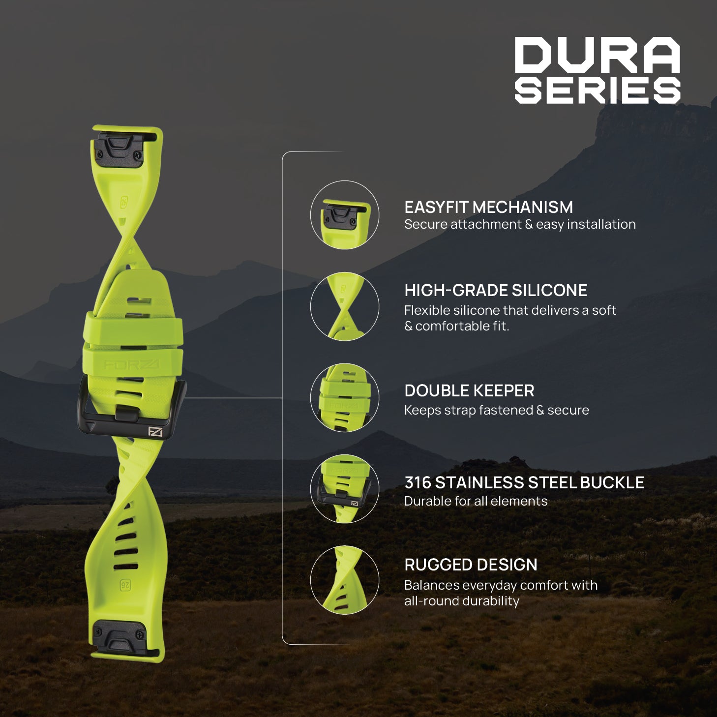 FORZA Elite 26mm EasyFit Watch Strap for Garmin