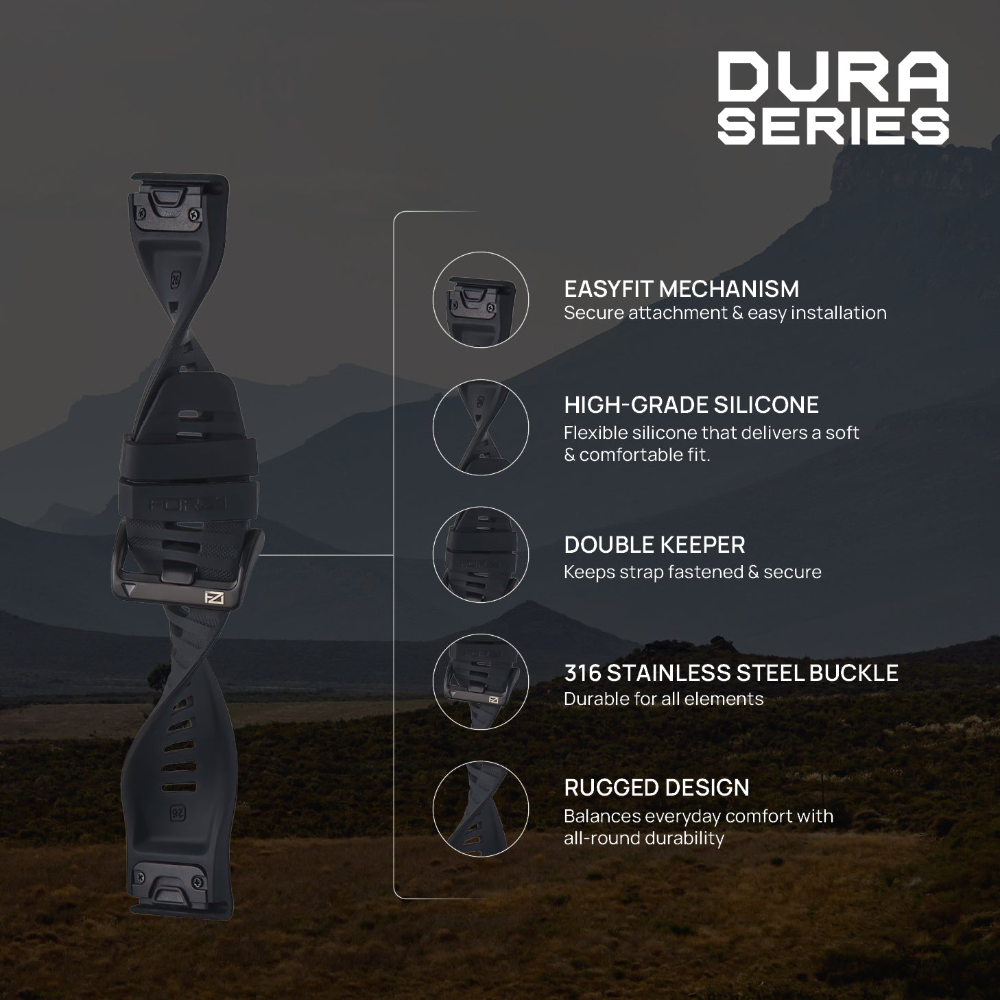 FORZA Elite 26mm EasyFit Watch Strap for Garmin