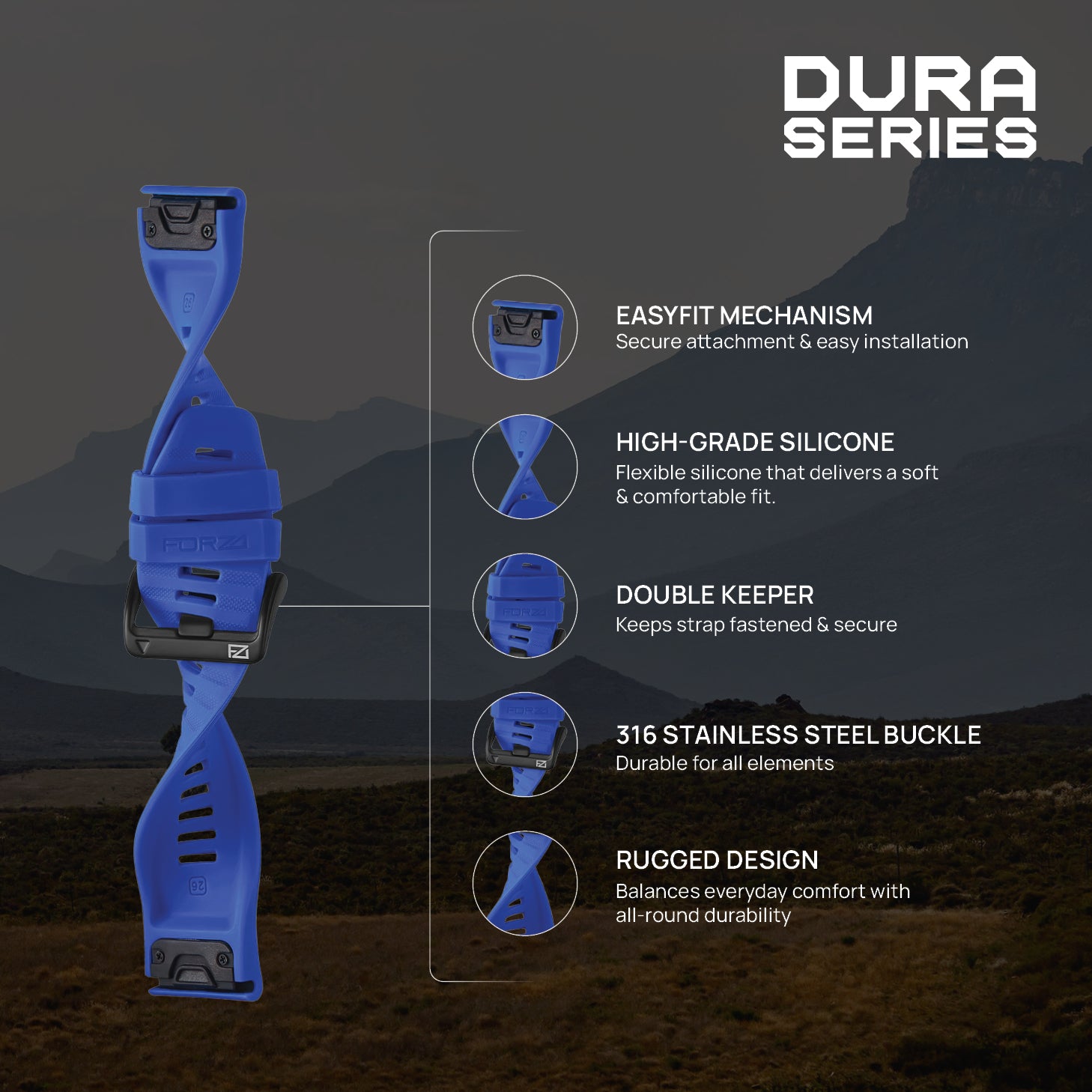 FORZA Elite 26mm EasyFit Watch Strap for Garmin