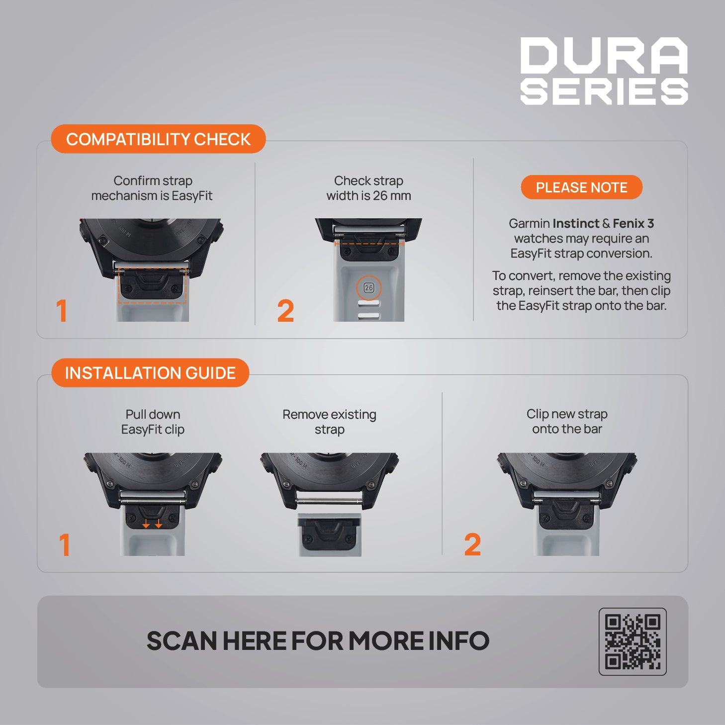 FORZA Elite 26mm EasyFit Watch Strap for Garmin