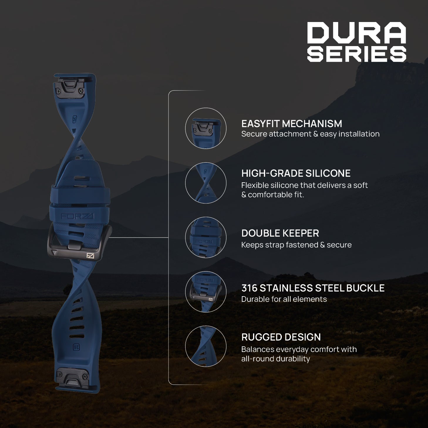 FORZA Elite 26mm EasyFit Watch Strap for Garmin