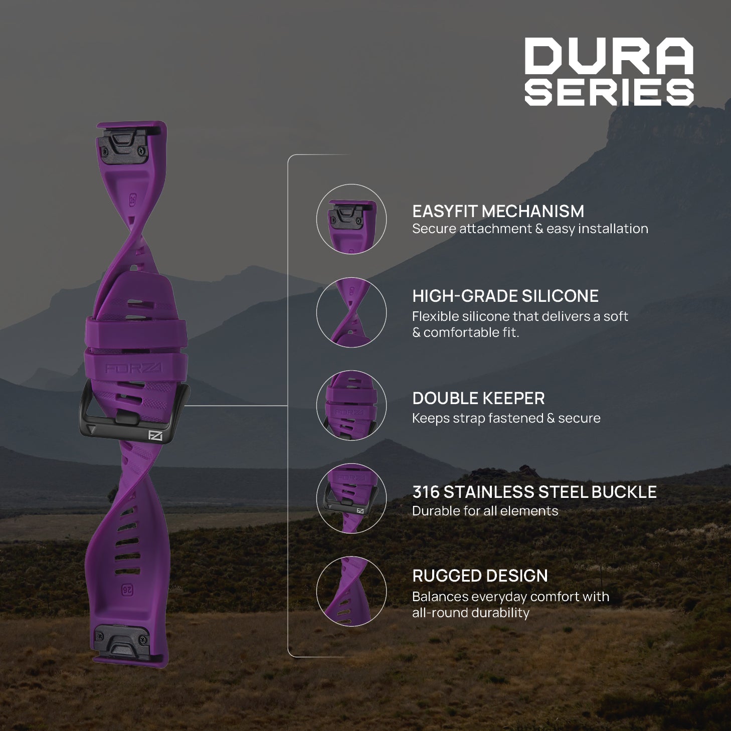 FORZA Elite 26mm EasyFit Watch Strap for Garmin