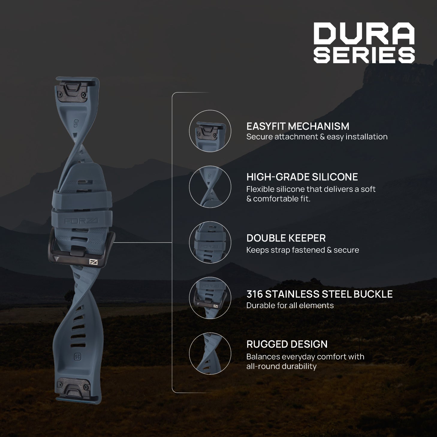 FORZA Elite 26mm EasyFit Watch Strap for Garmin