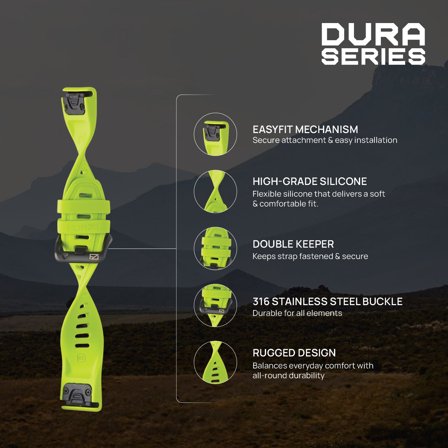 FORZA Elite 20mm EasyFit Watch Strap for Garmin