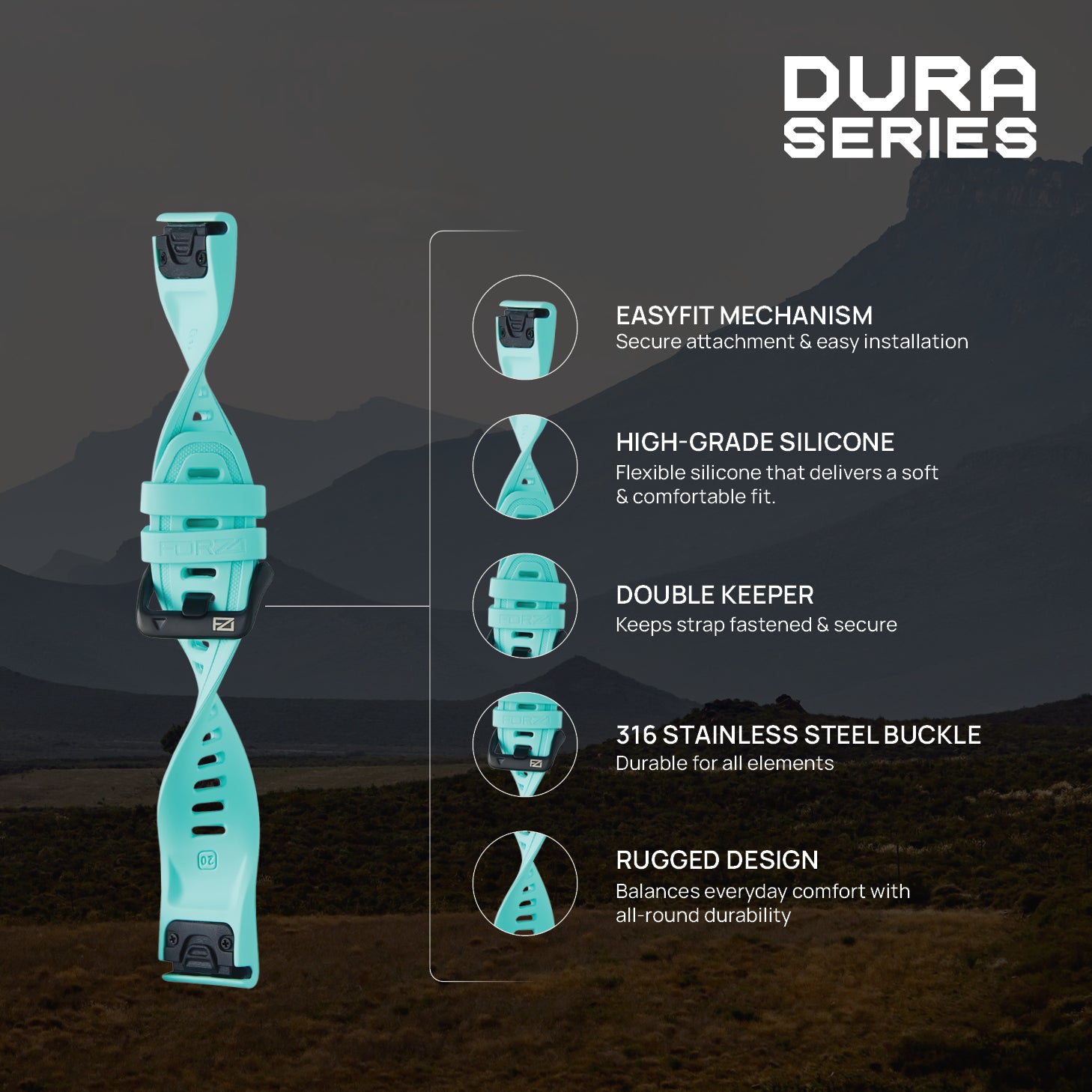 FORZA Elite 20mm EasyFit Watch Strap for Garmin