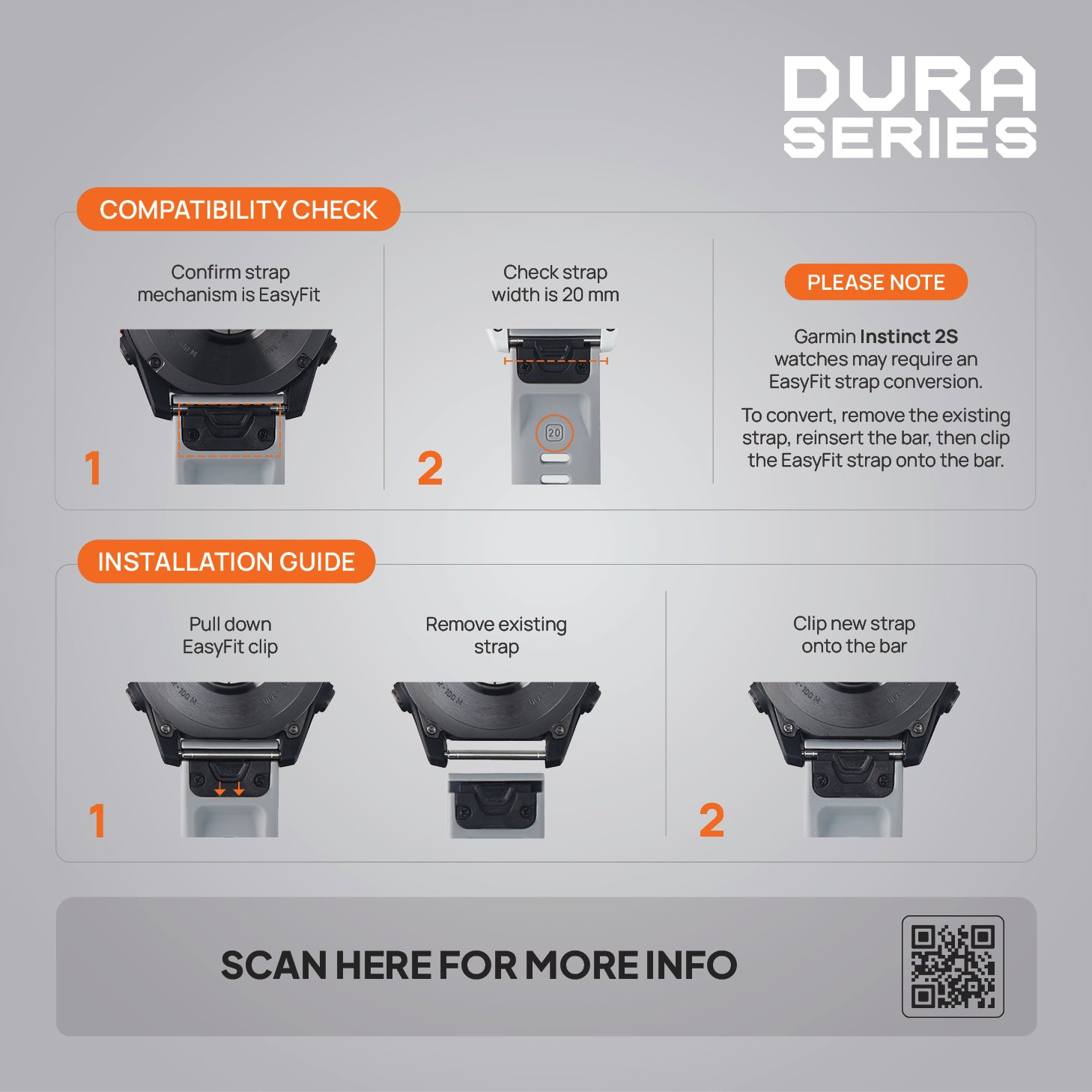 FORZA Elite 20mm EasyFit Watch Strap for Garmin