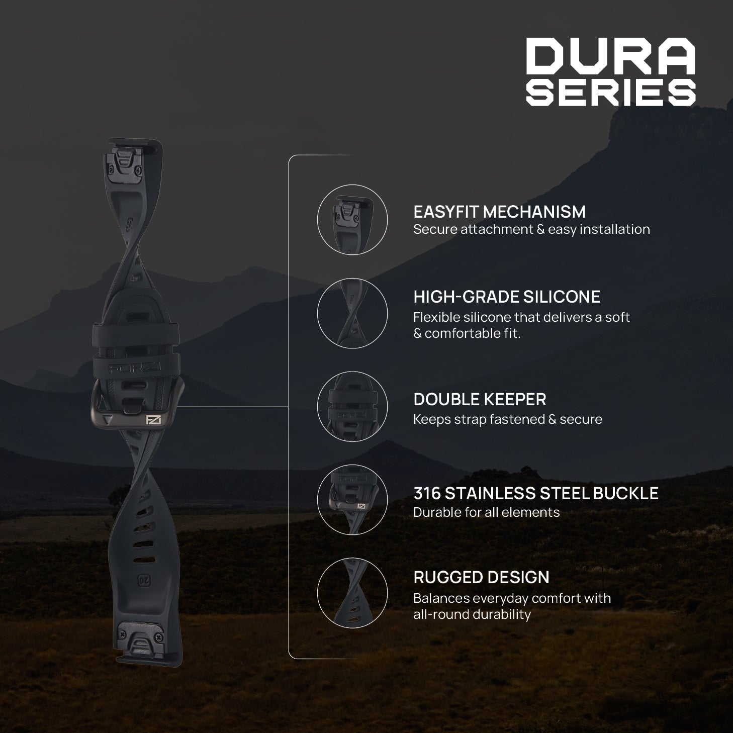 FORZA Elite 20mm EasyFit Watch Strap for Garmin