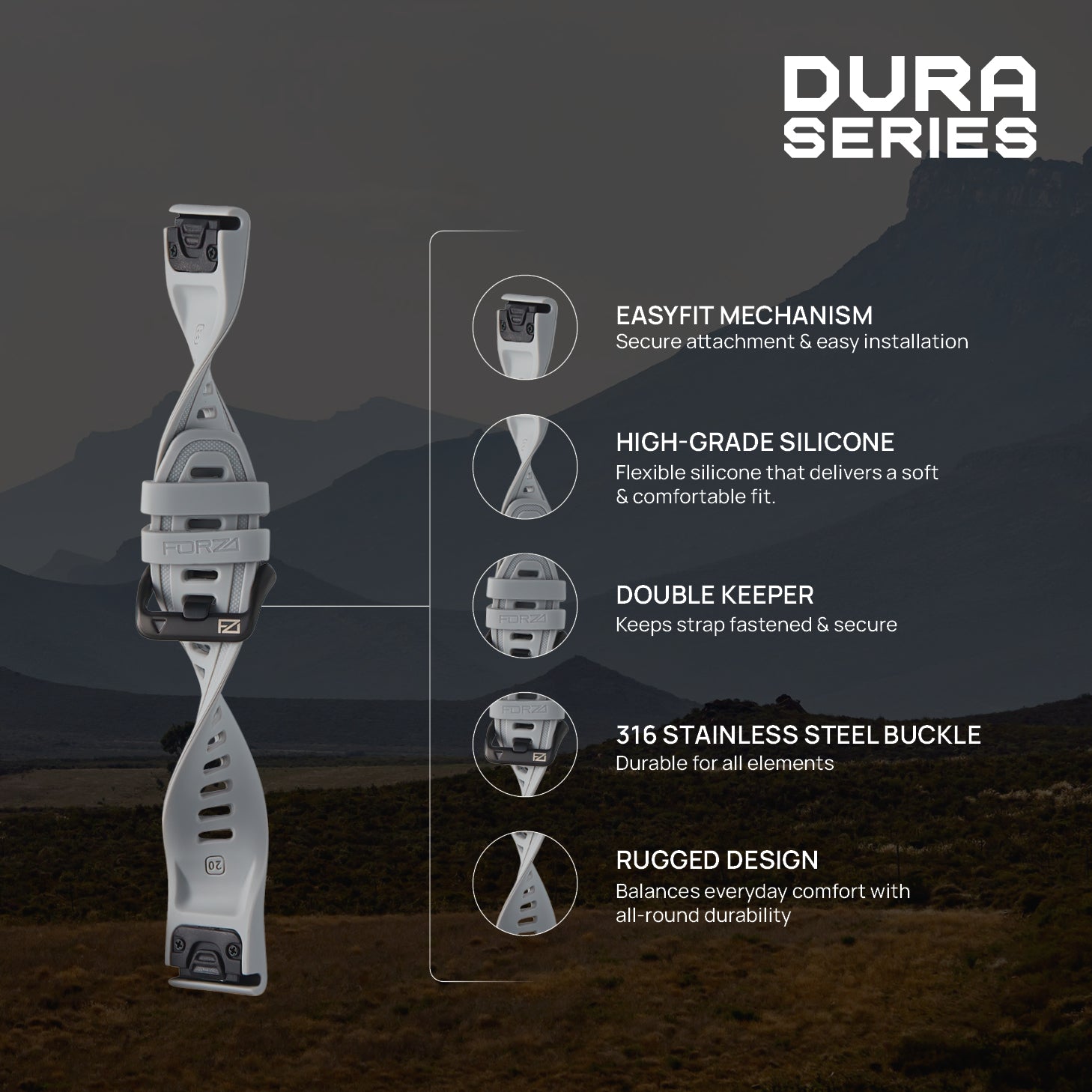 FORZA Elite 20mm EasyFit Watch Strap for Garmin