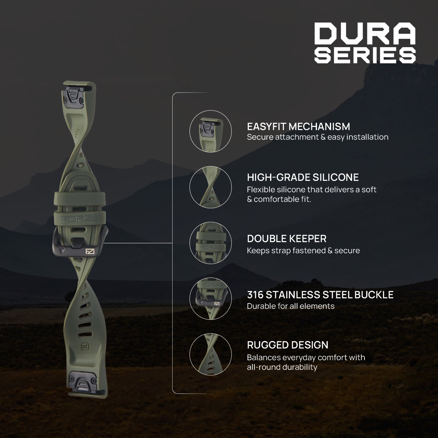 FORZA Elite 20mm EasyFit Watch Strap for Garmin