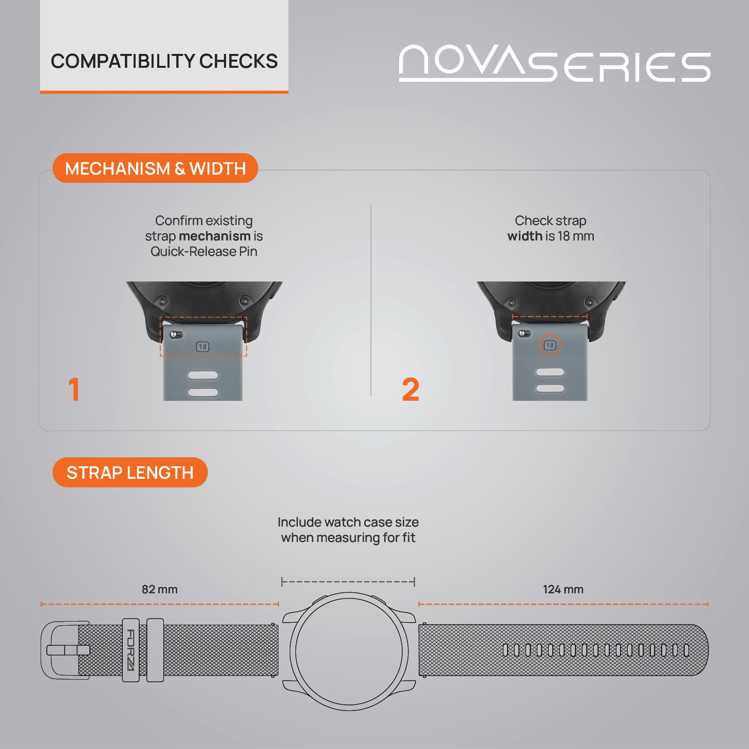 FORZA Elite 18mm Quick Release Watch Strap – Rose Gold Buckle