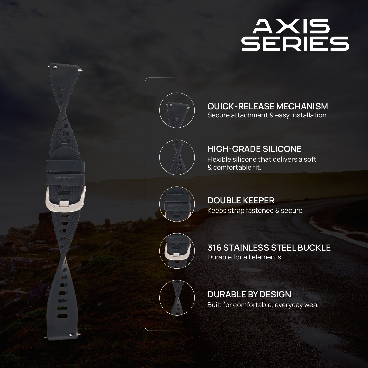 FORZA Elite 22mm Quick Release Watch Strap