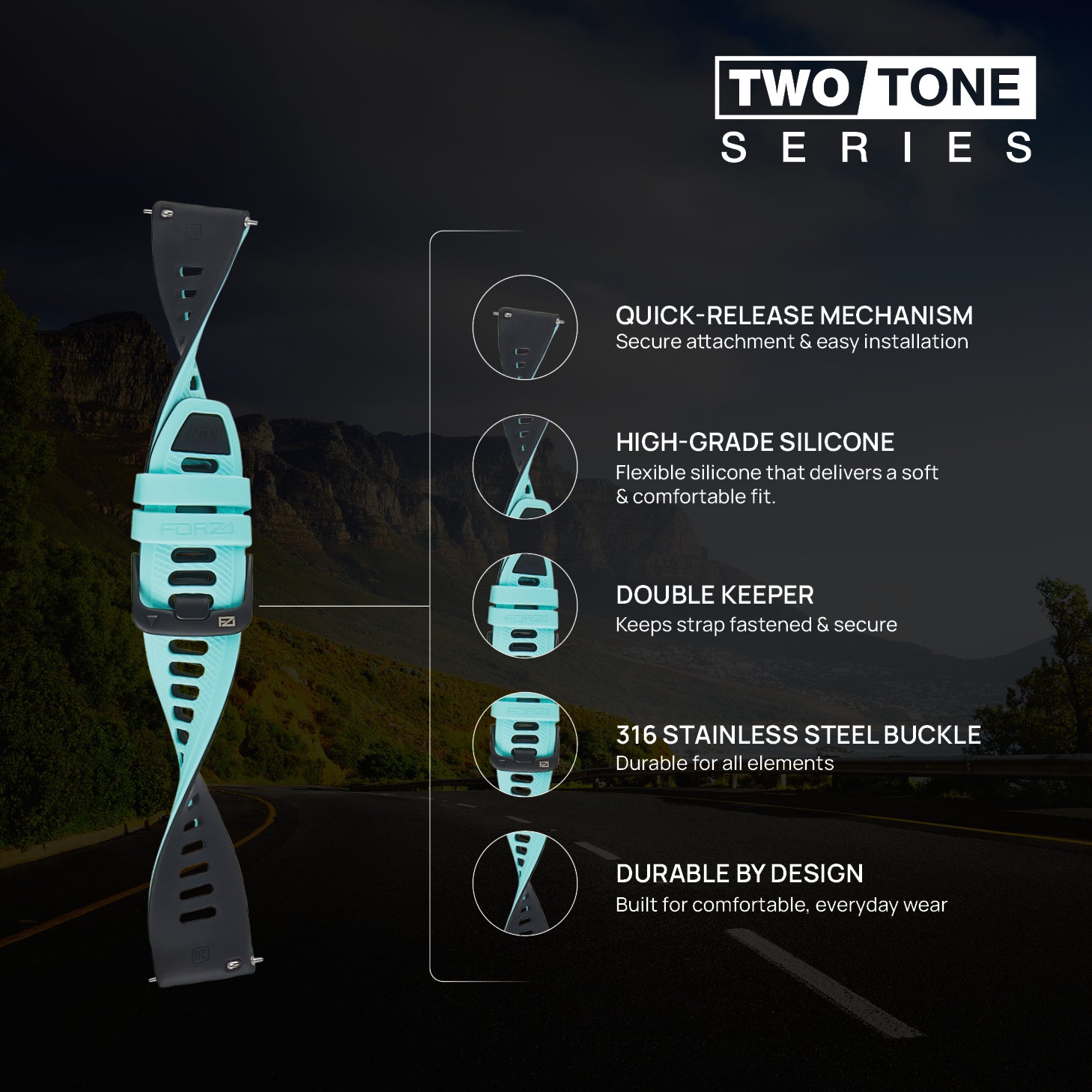 FORZA Elite 20mm Quick Release Two-Tone Watch Strap