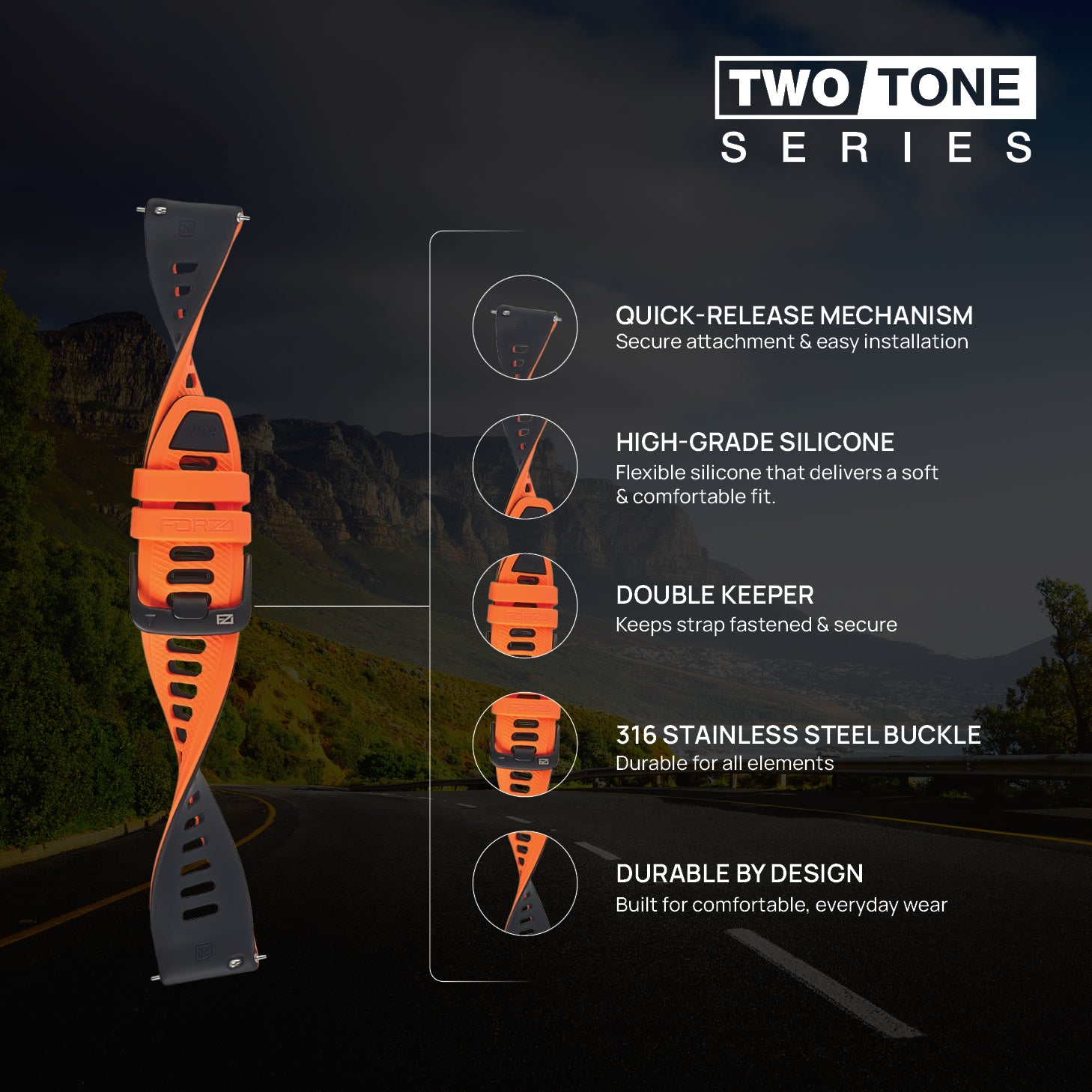 FORZA Elite 20mm Quick Release Two-Tone Watch Strap