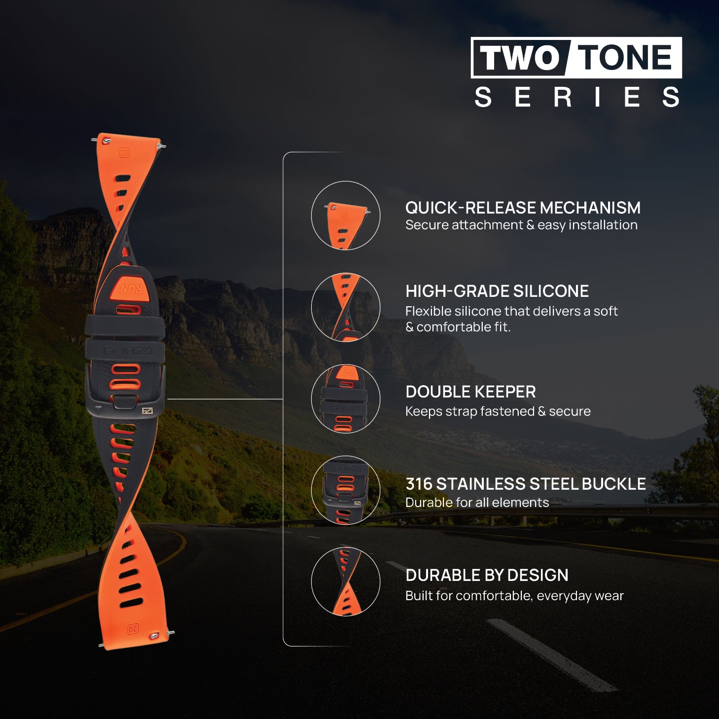 FORZA Elite 20mm Quick Release Two-Tone Watch Strap