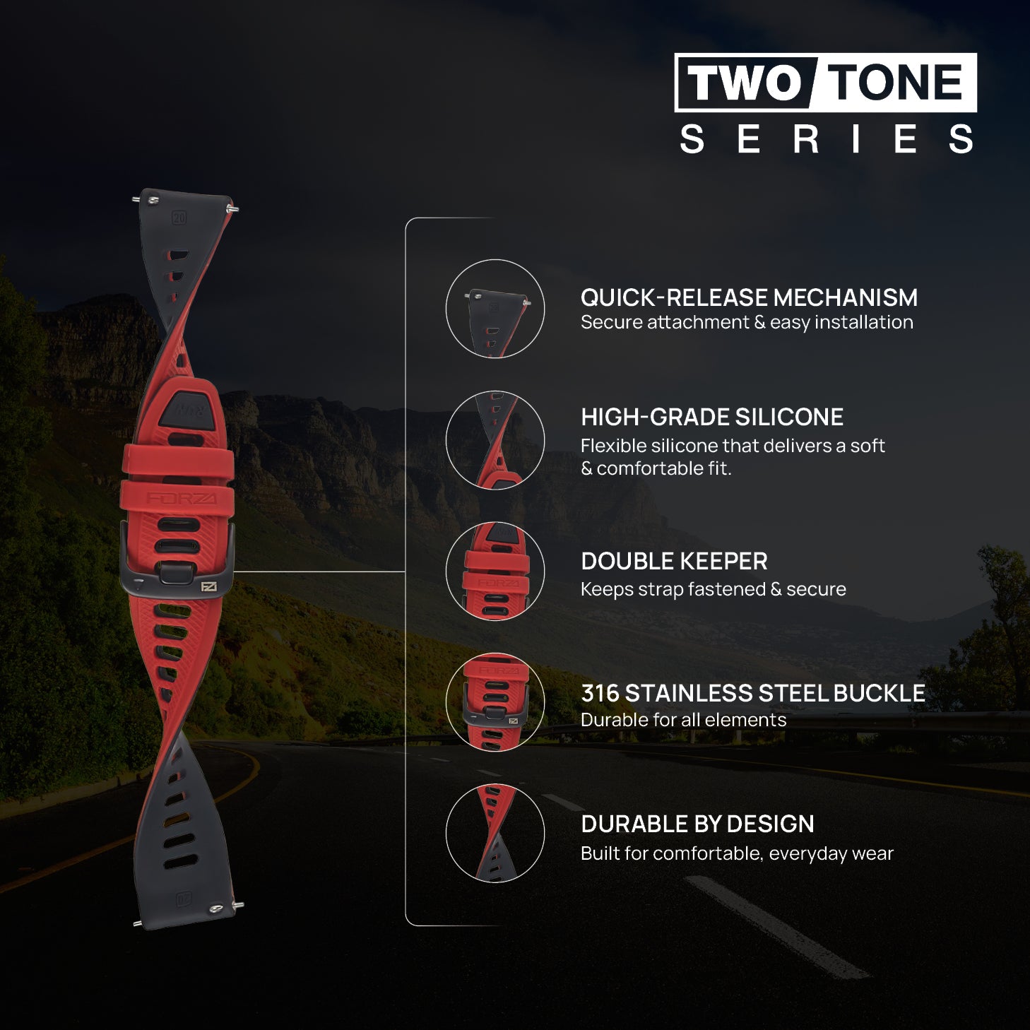 FORZA Elite 20mm Quick Release Two-Tone Watch Strap