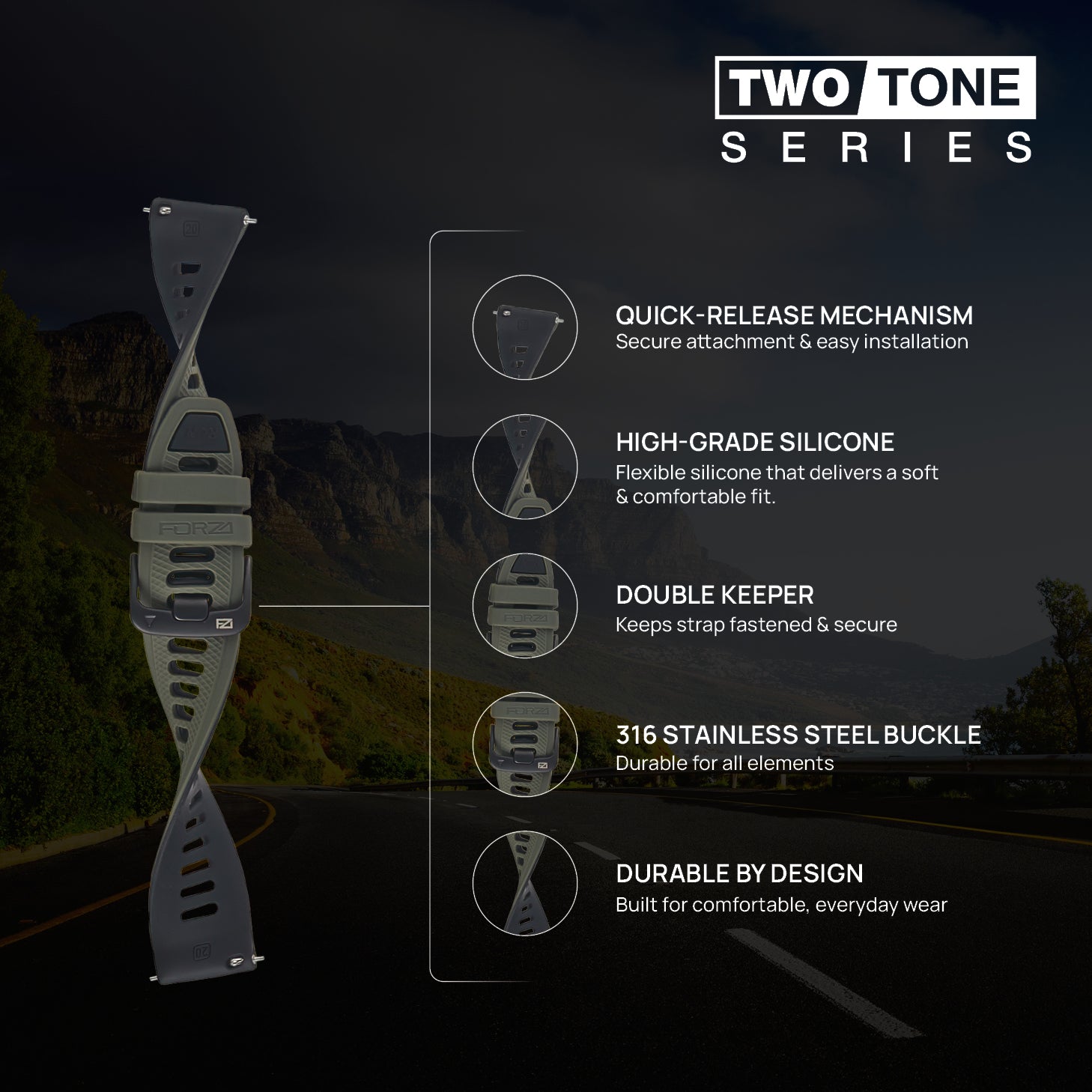 FORZA Elite 20mm Quick Release Two-Tone Watch Strap