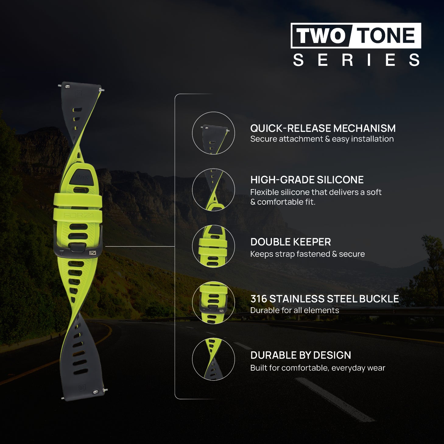 FORZA Elite 20mm Quick Release Two-Tone Watch Strap