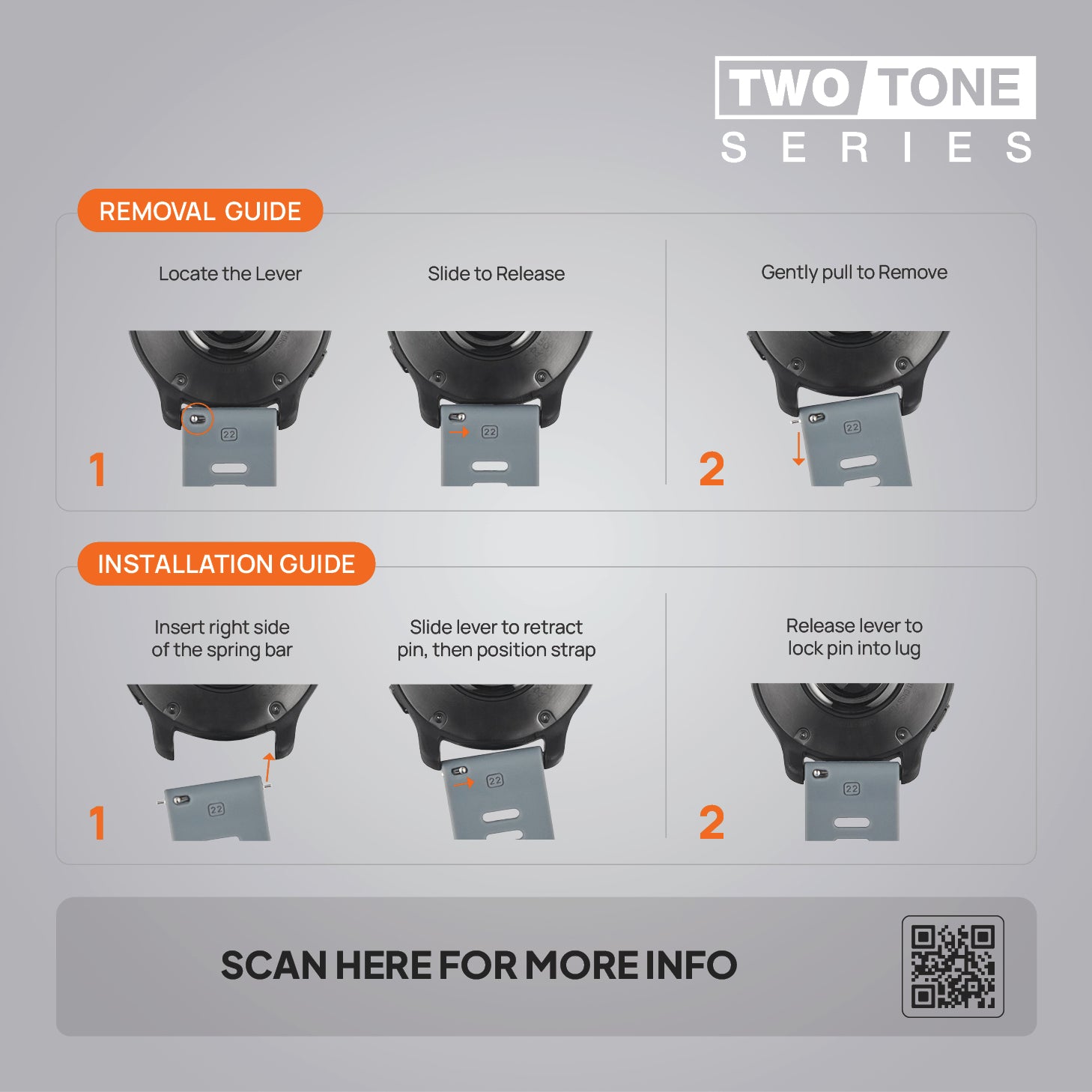 FORZA Elite 22mm Quick Release Two-Tone Watch Strap