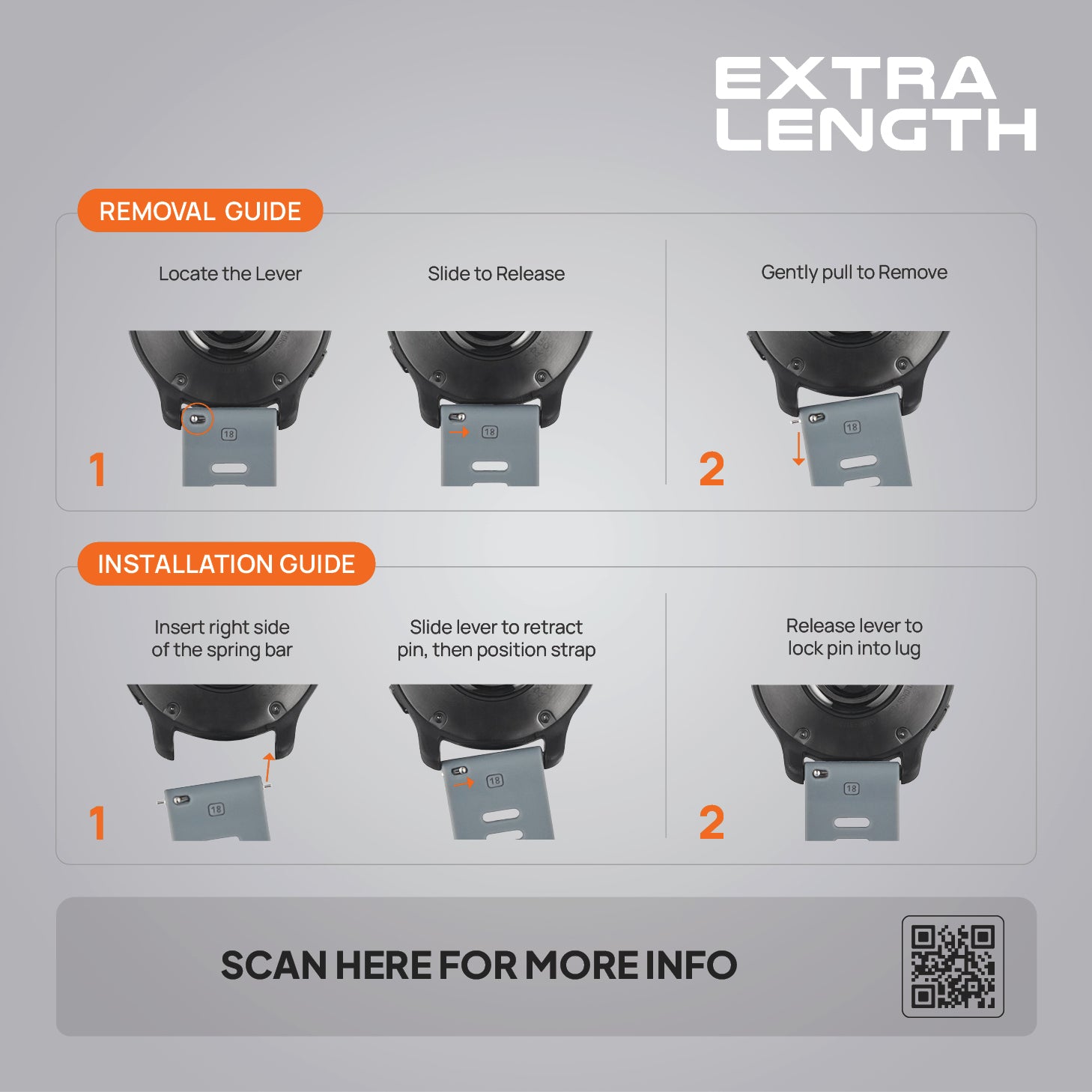 FORZA Elite 18mm Quick Release Classic Extra-Length Watch Strap