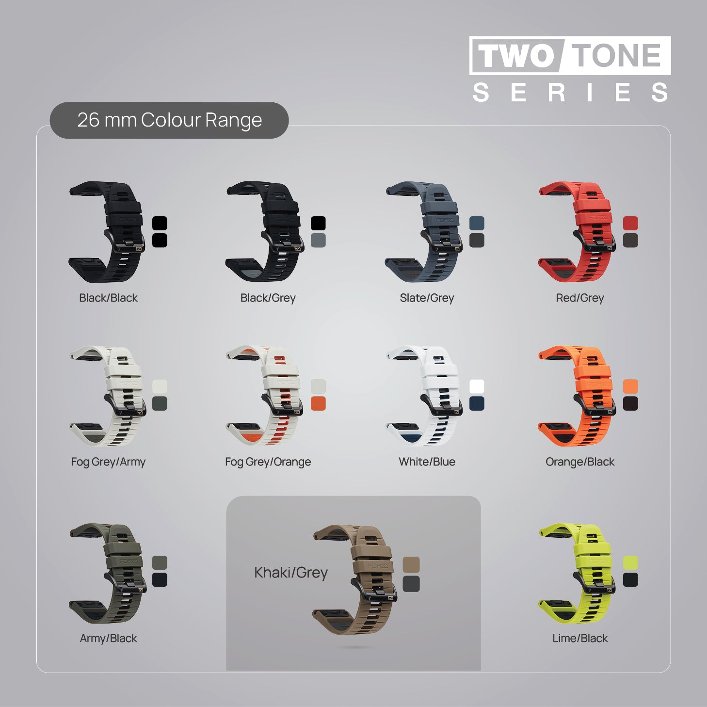 FORZA Elite 26mm EasyFit Two-Tone Watch Strap for Garmin