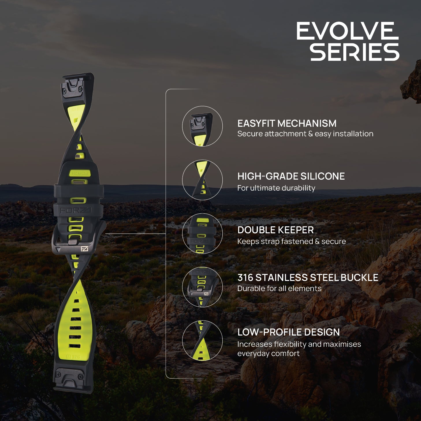 FORZA Elite 22 mm EasyFit Evolve Series Watch Strap for Garmin