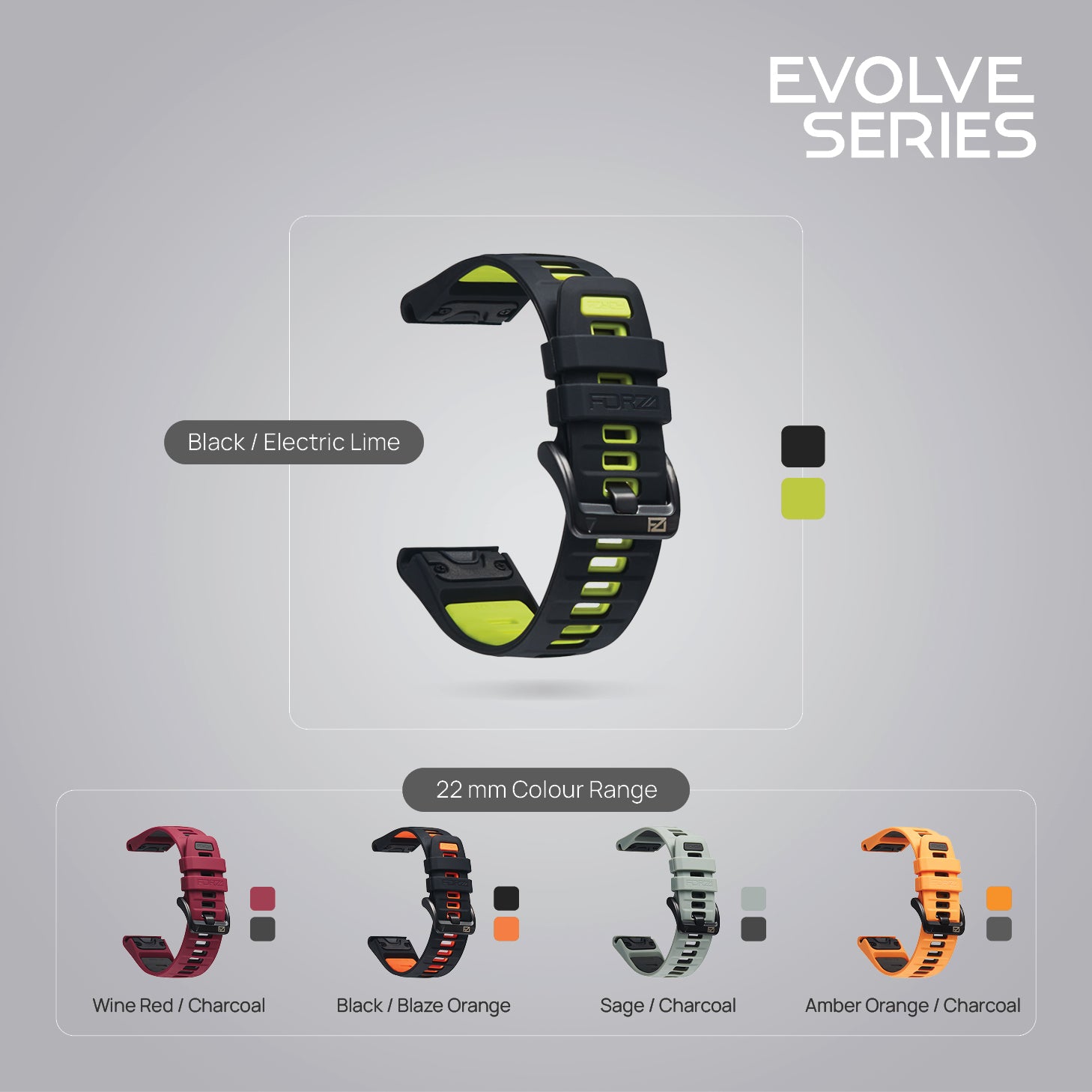 FORZA Elite 22 mm EasyFit Evolve Series Watch Strap for Garmin