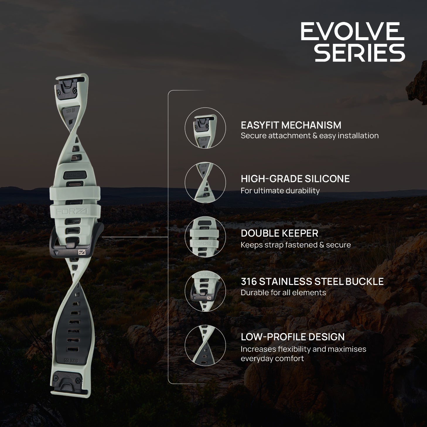 FORZA Elite 22 mm EasyFit Evolve Series Watch Strap for Garmin