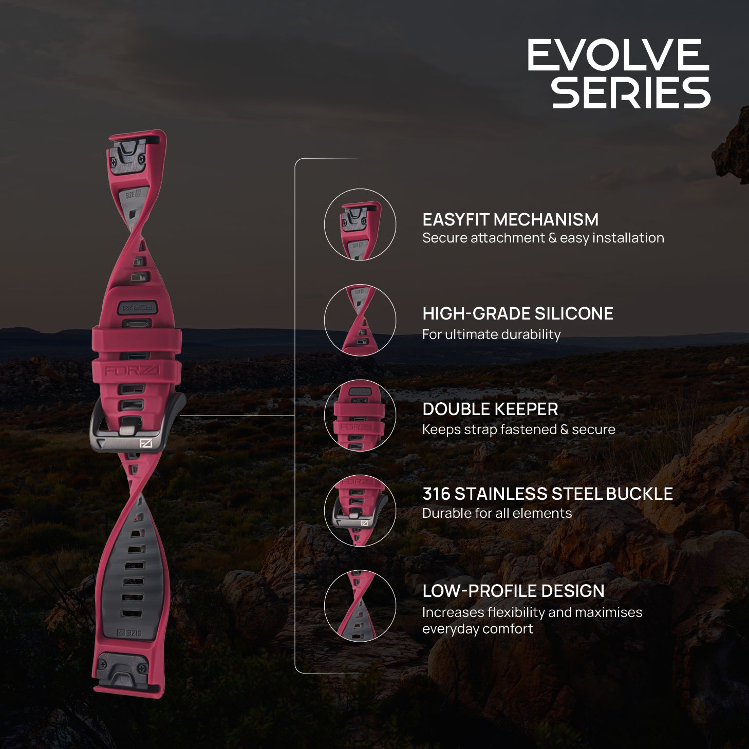 FORZA Elite 22 mm EasyFit Evolve Series Watch Strap for Garmin