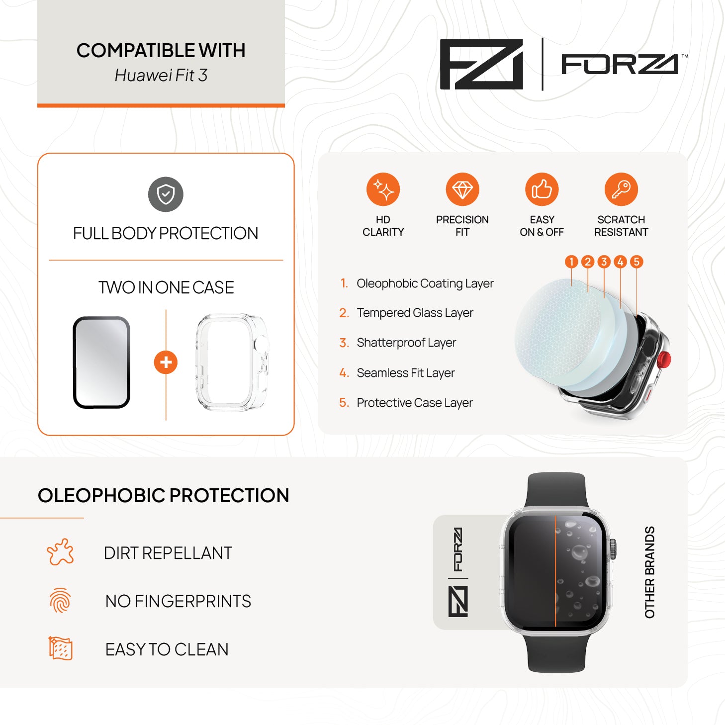 FORZA Tempered Film Watch Case for Huawei Fit 3