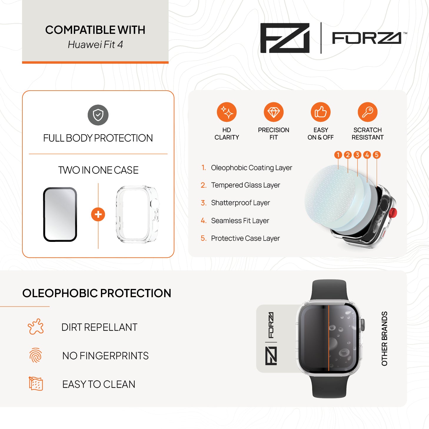 FORZA Tempered Film Watch Case for Huawei Fit 4
