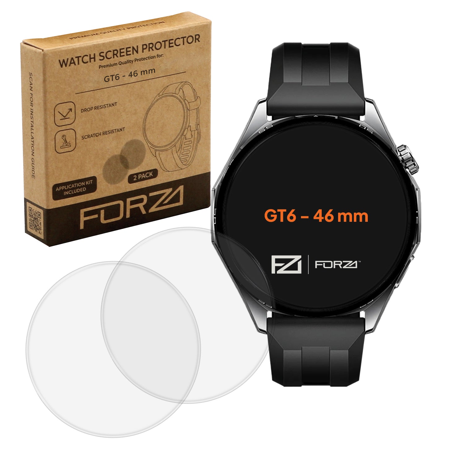 FORZA Tempered Glass Screen Protector for Huawei Watch GT 6 – 46 mm (2 Pack)