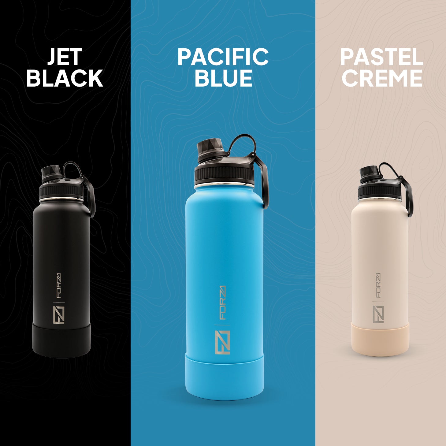 FORZA 1200ml Premium Insulated Stainless-Steel Flask with 3 Lids