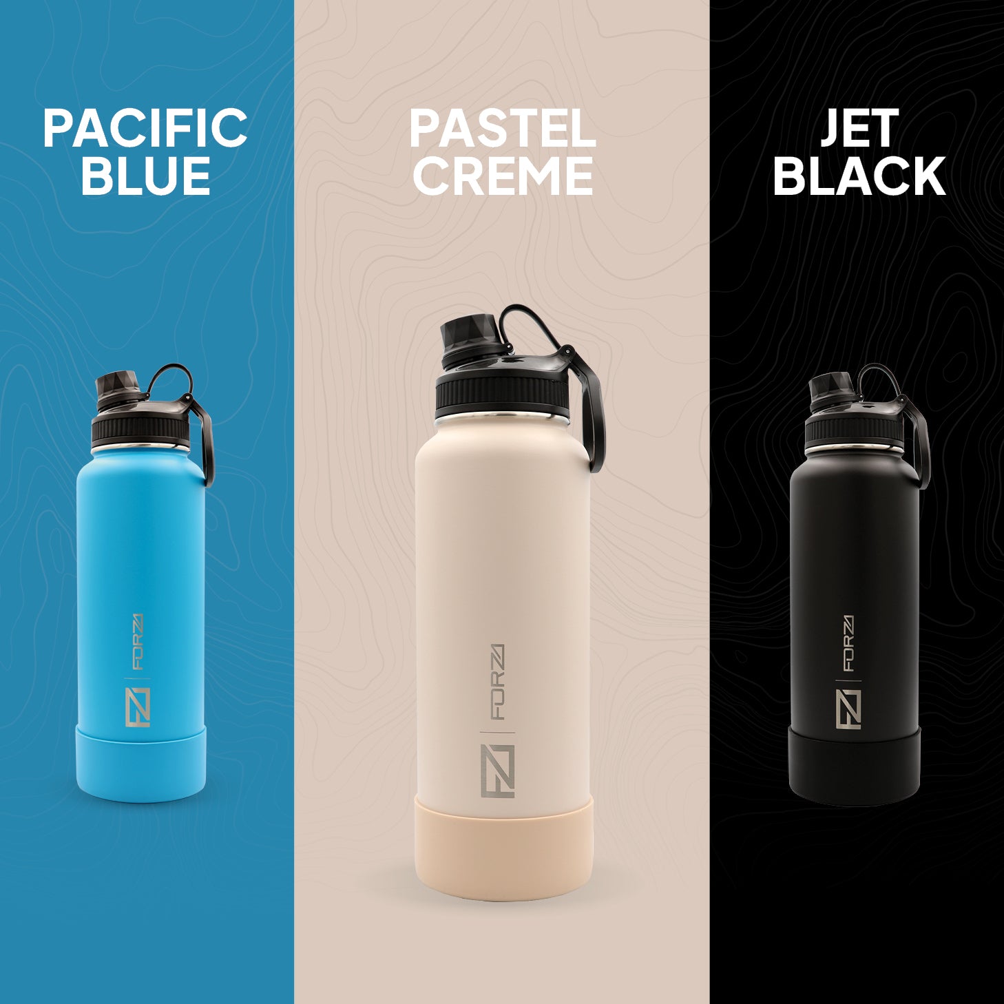 FORZA 1200ml Premium Insulated Stainless-Steel Flask with 3 Lids