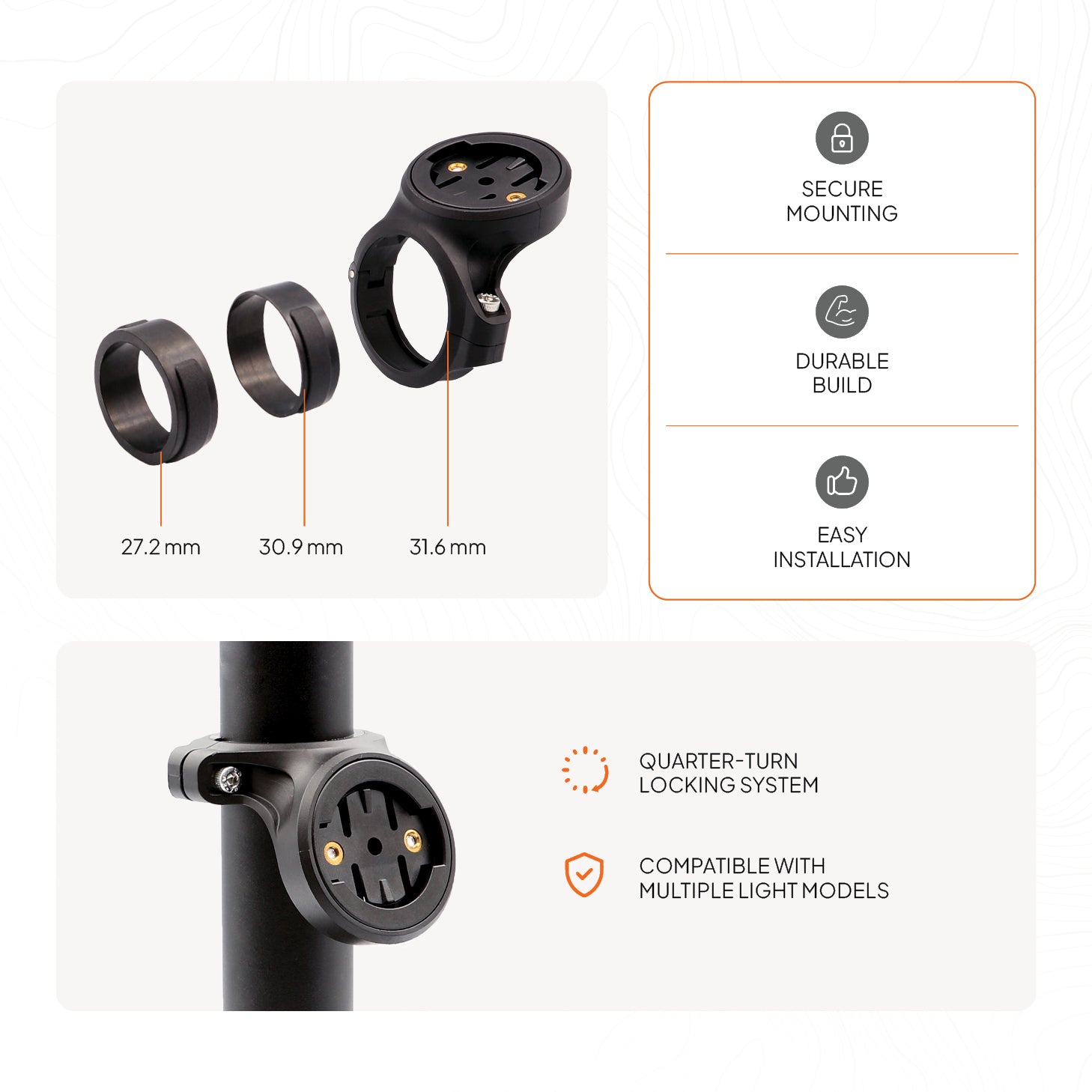 FORZA Seat Post Mount & Safety Tether for Garmin Varia / Magene Radar Light