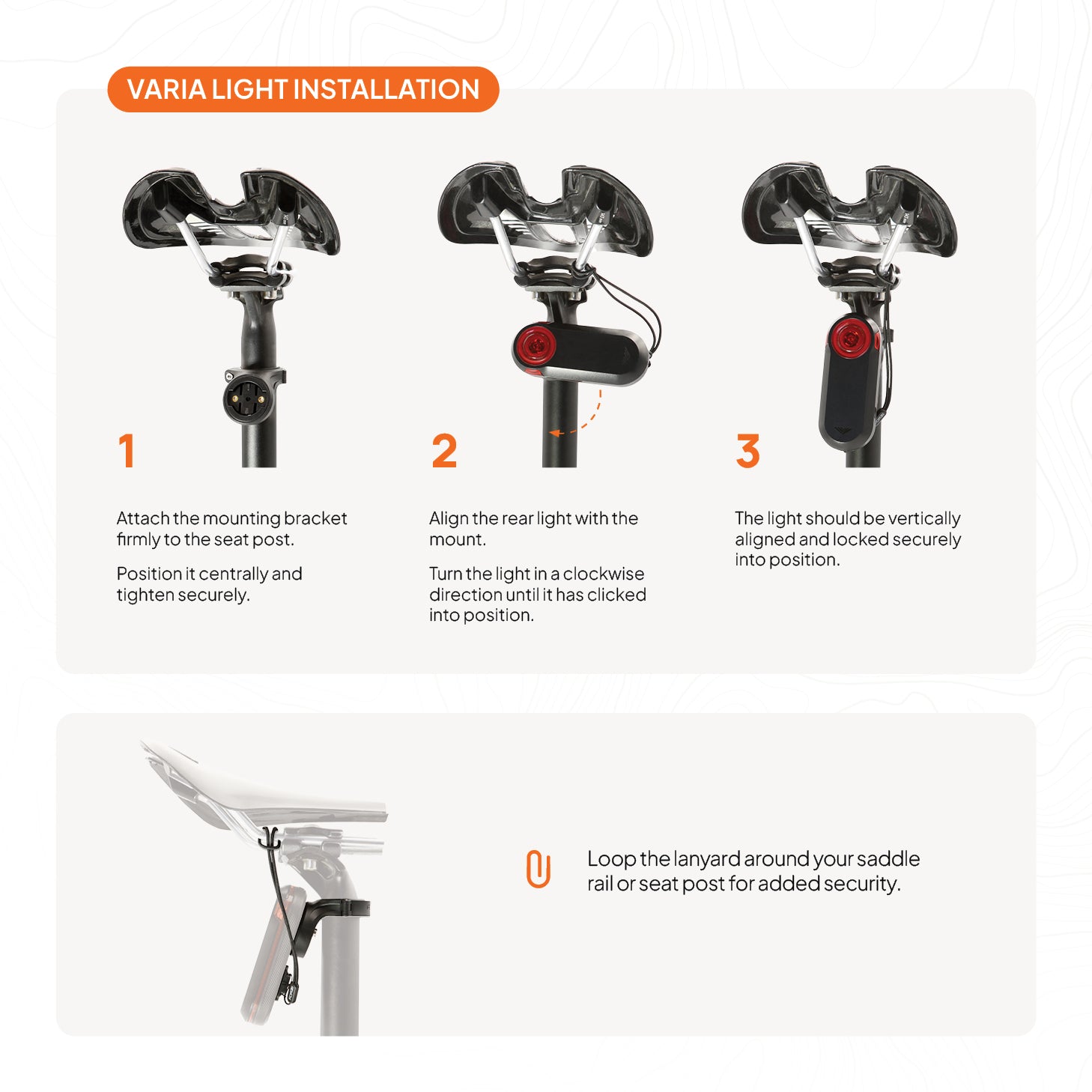 FORZA Seat Post Mount & Safety Tether for Garmin Varia / Magene Radar Light