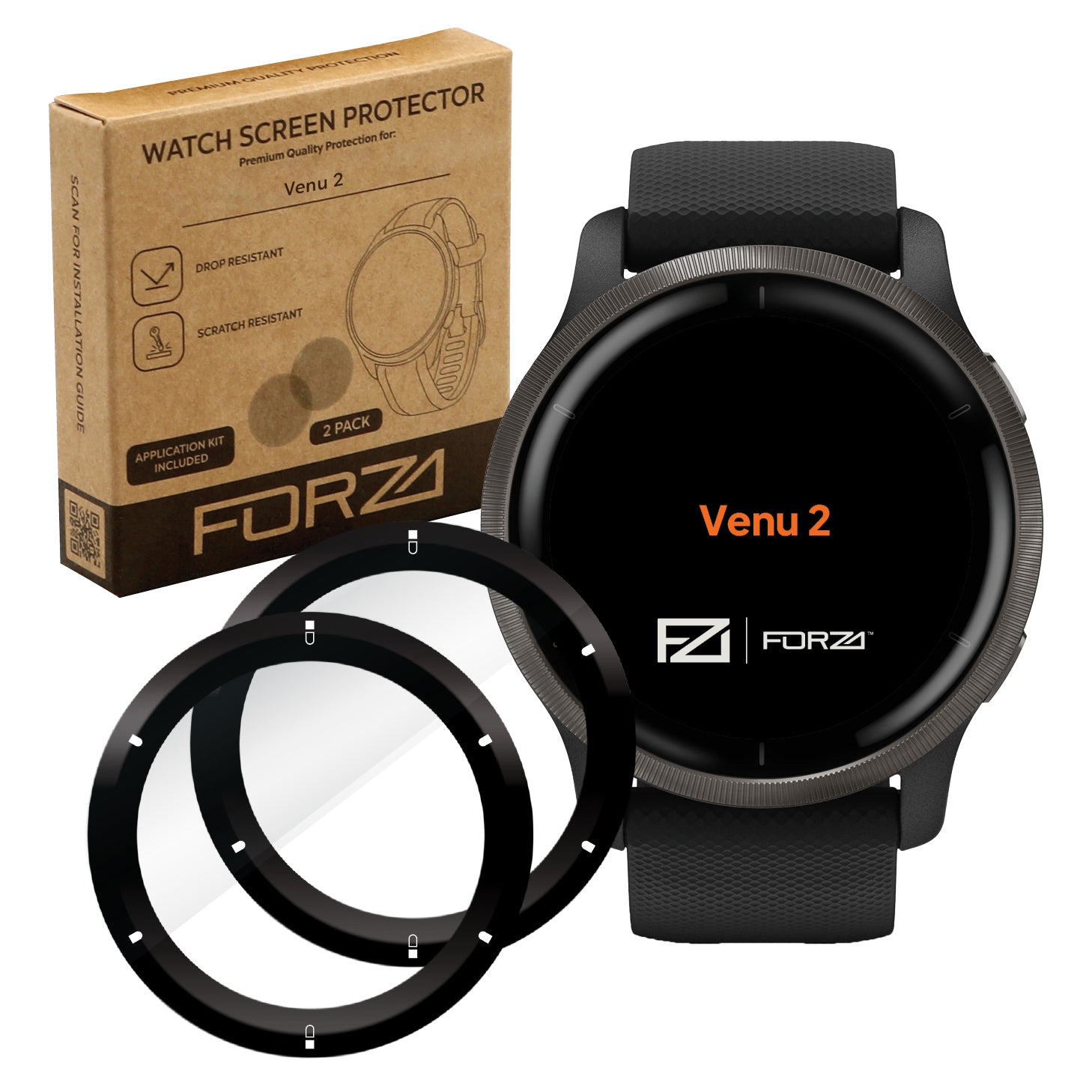 FORZA Screen Protector for Garmin Venu 2 - (2 Pack)