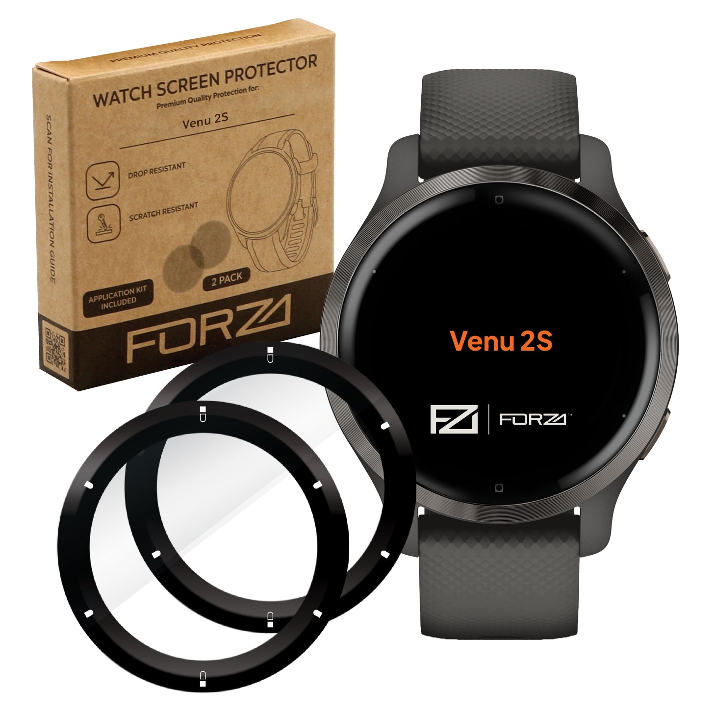 FORZA Screen Protector for Garmin Venu 2S - (2 Pack)