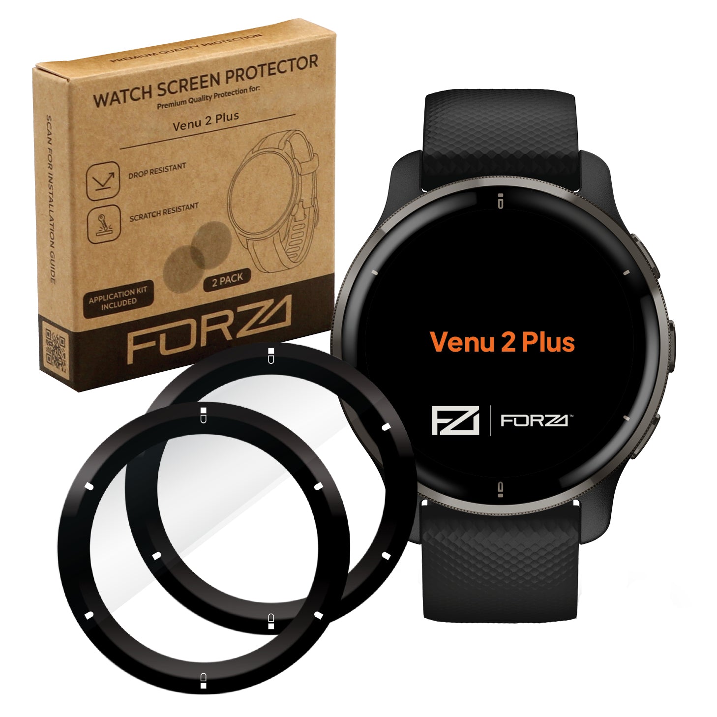 FORZA Screen Protector for Garmin Venu 2 Plus - (2 Pack)