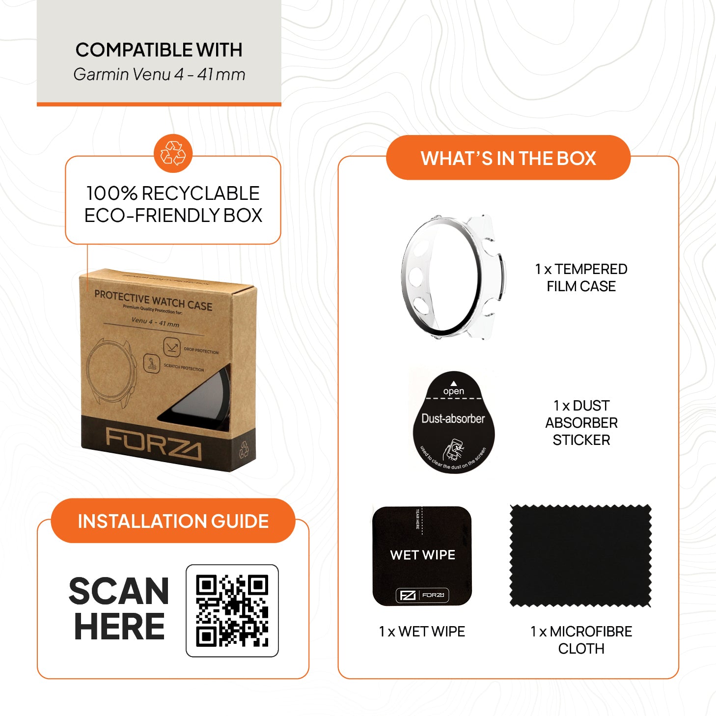 FORZA Tempered Film Watch Case for Garmin Venu 4 – 41 mm