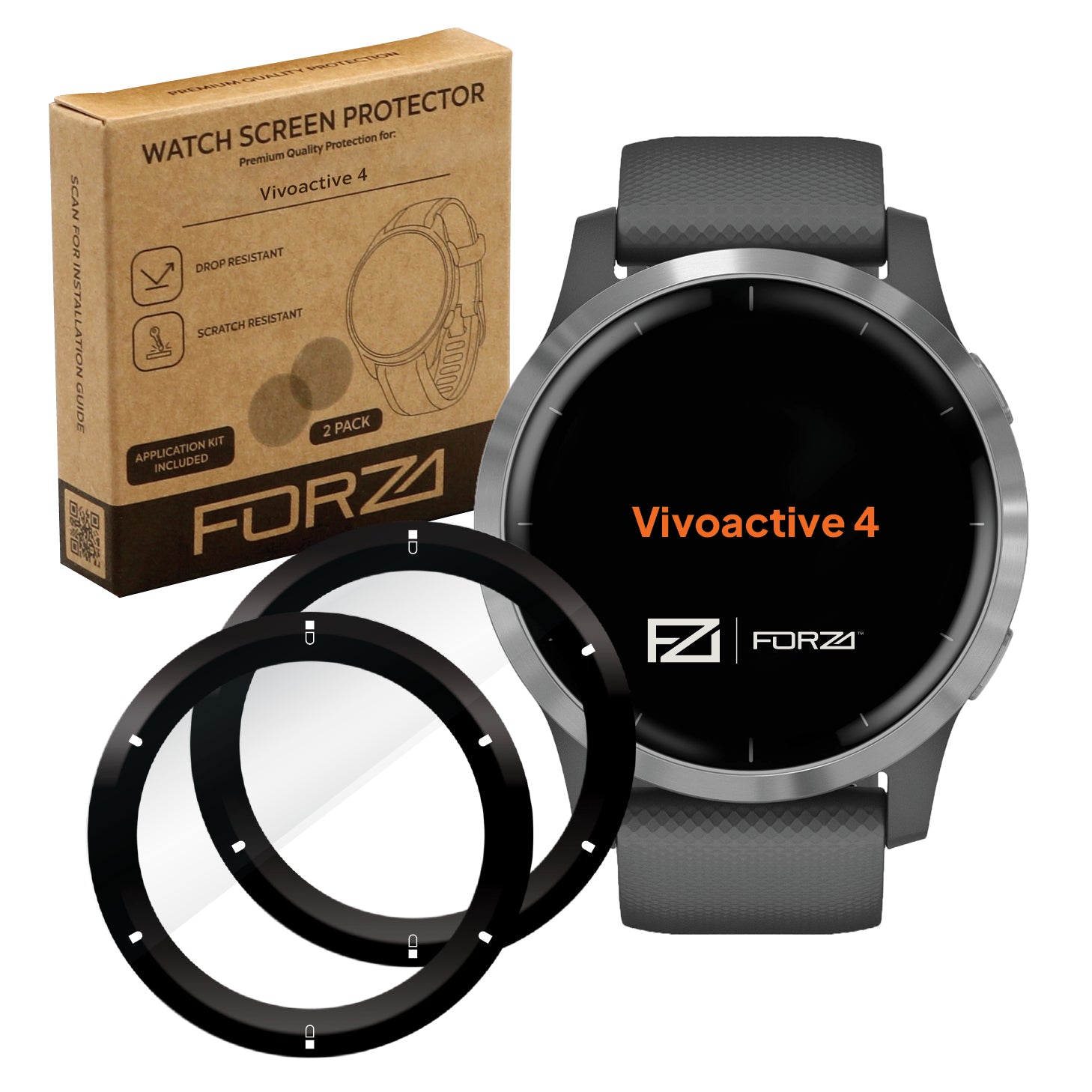 FORZA Screen Protector for Garmin Vivoactive 4 - (2 Pack)