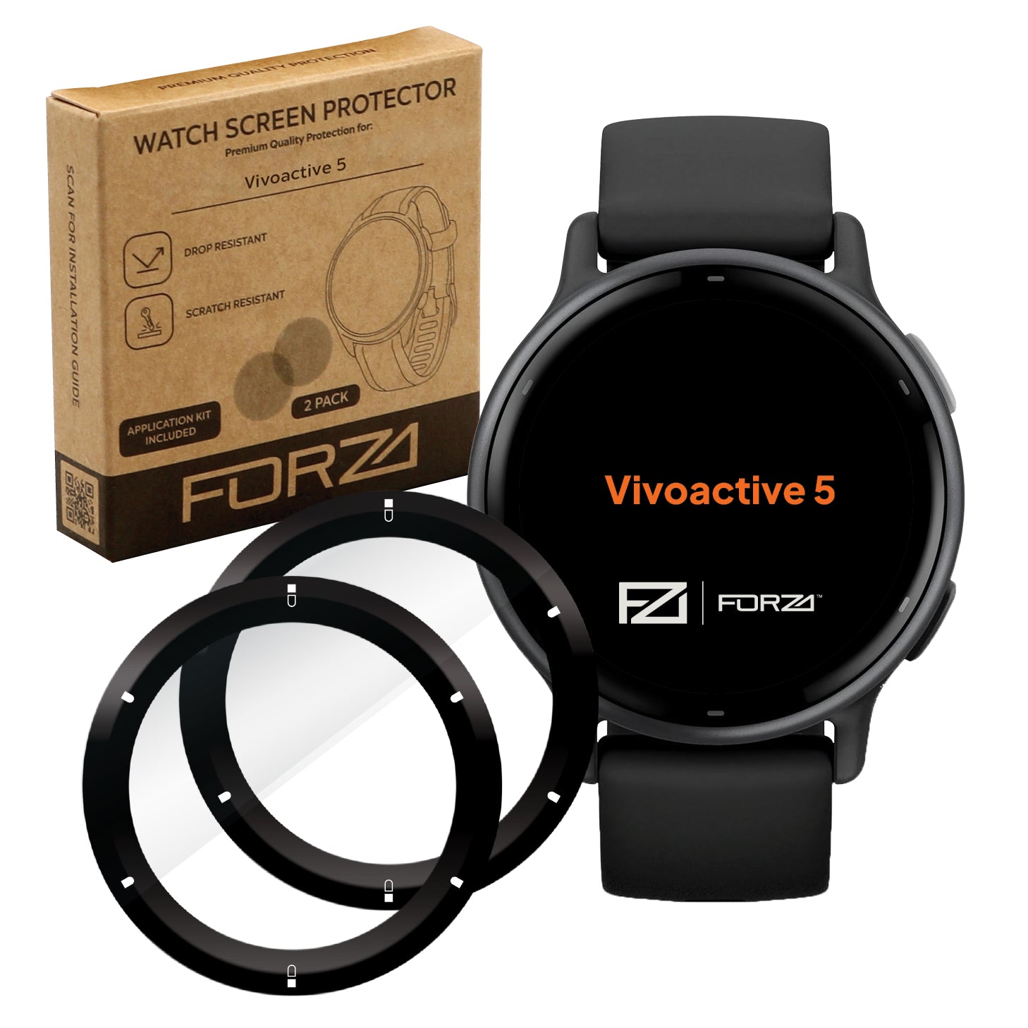 FORZA Screen Protector for Garmin Vivoactive 5 - (2 Pack)